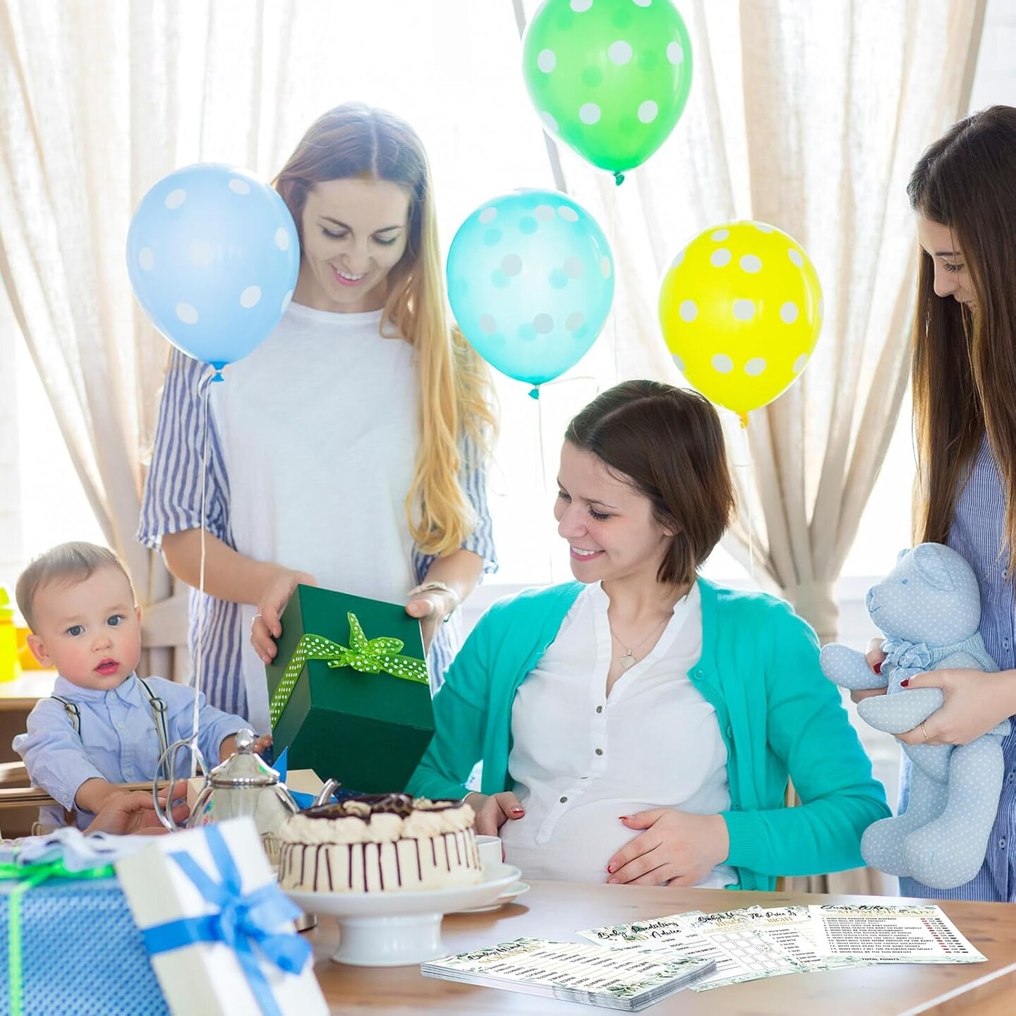 302 Pcs Greenery Eucalyptus Baby Shower Games 6 Games Activities for 50 Guests Include Baby Shower Bingo, Word Scramble, Word Search, Predictions and Advice, The Price is Right, Guess Who