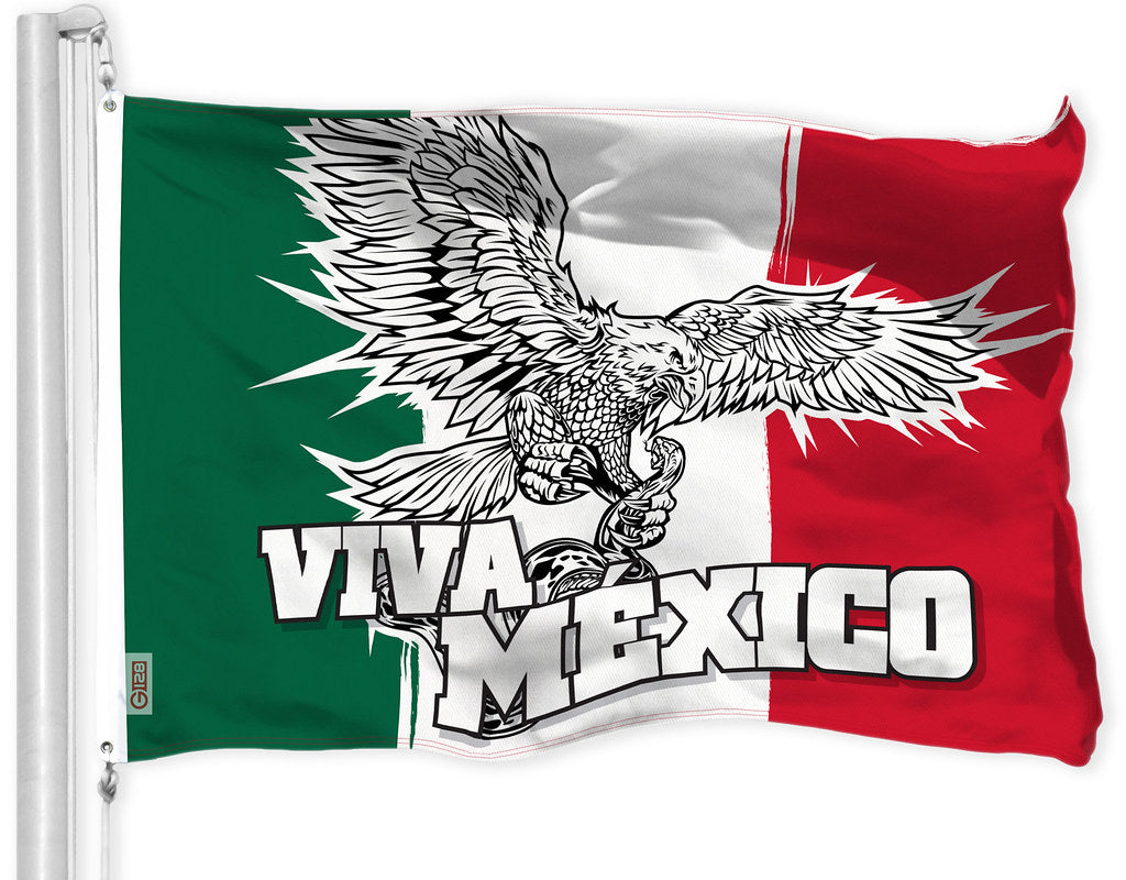 G128 Mexico Mexican Viva Mexico Flag | 3x5 Ft | LiteWeave Pro Series Printed 150D Polyester | Indoor/Outdoor, Vibrant Colors, Brass Grommets, Thicker and More Durable Than 100D Polyester