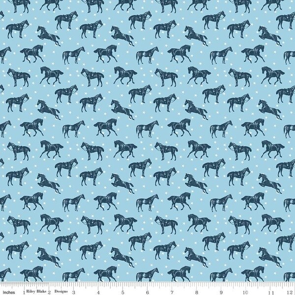 Horses in Sky (c16391-sky) | Bluegrass Charm | Melissa Mortenson | Riley Blake