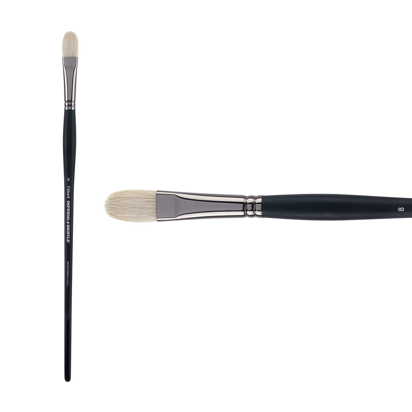 Creative Mark Imperial Professional Chungking Hog Bristle Brush - Filbert , Handmade Long Handle Oil Paint Brushes for Artists, Nickel-Plated Brass Ferrules, Stiff Yet Soft Natural Bristles