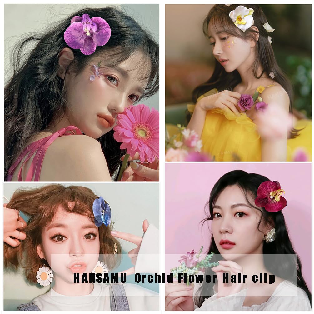 12 Pieces Flower Hair Clips Bohemian Butterfly Orchid Hair Barrettes(Multicolor)
