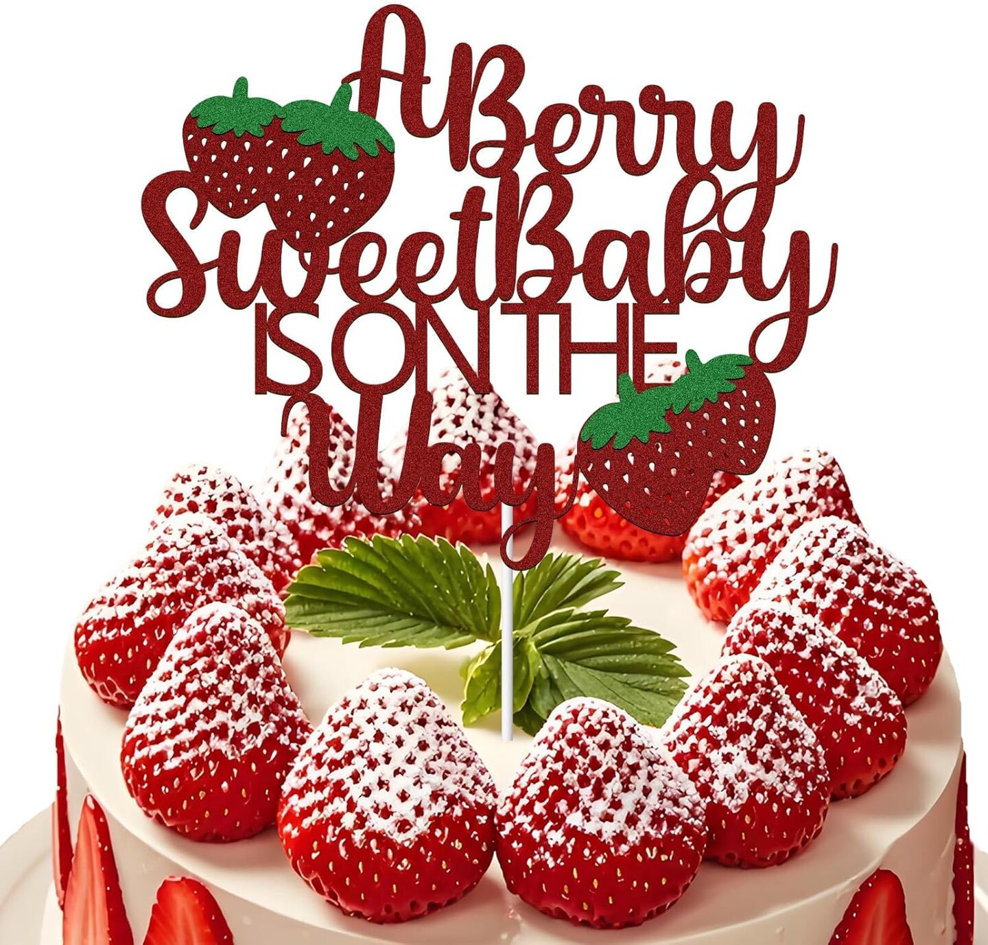 A Berry Sweet Baby Is On The Way Baby Shower Decorations One Cake Topper Strawberry Cake Toppers Summer Strawberry Theme Party Decorations