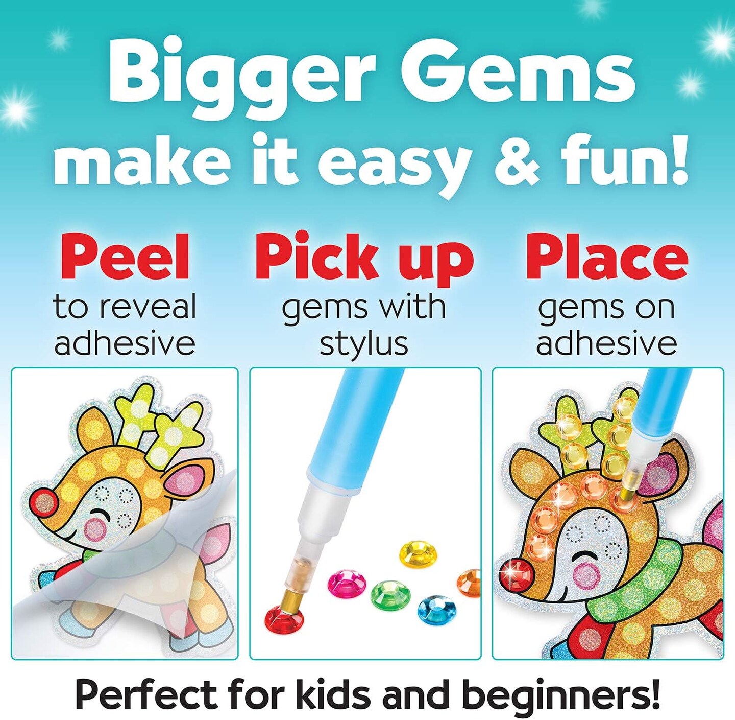 Creativity for Kids Big Gem Diamond Painting Kit: Holiday Stickers and Suncatchers - Diamond Painting Kits and Christmas Gifts, Christmas Crafts for Girls and Boys, Kids Gifts for Ages 6-8+