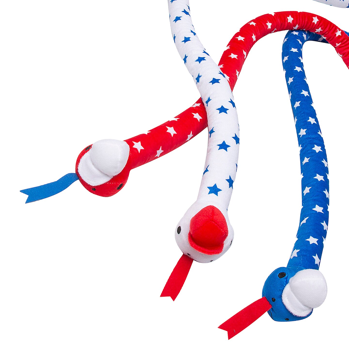 45" Patriotic Red, White & Blue Star Stuffed Snakes 12 Pieces