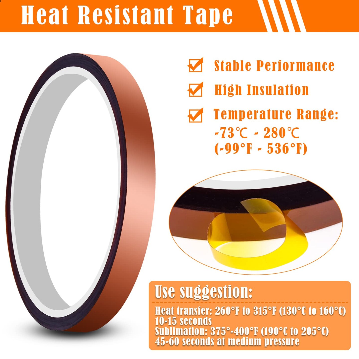 Heat Tape High Temp Tape and Teflon Sheet for Vinyl Heat Press, Sublimation Heat Resistant