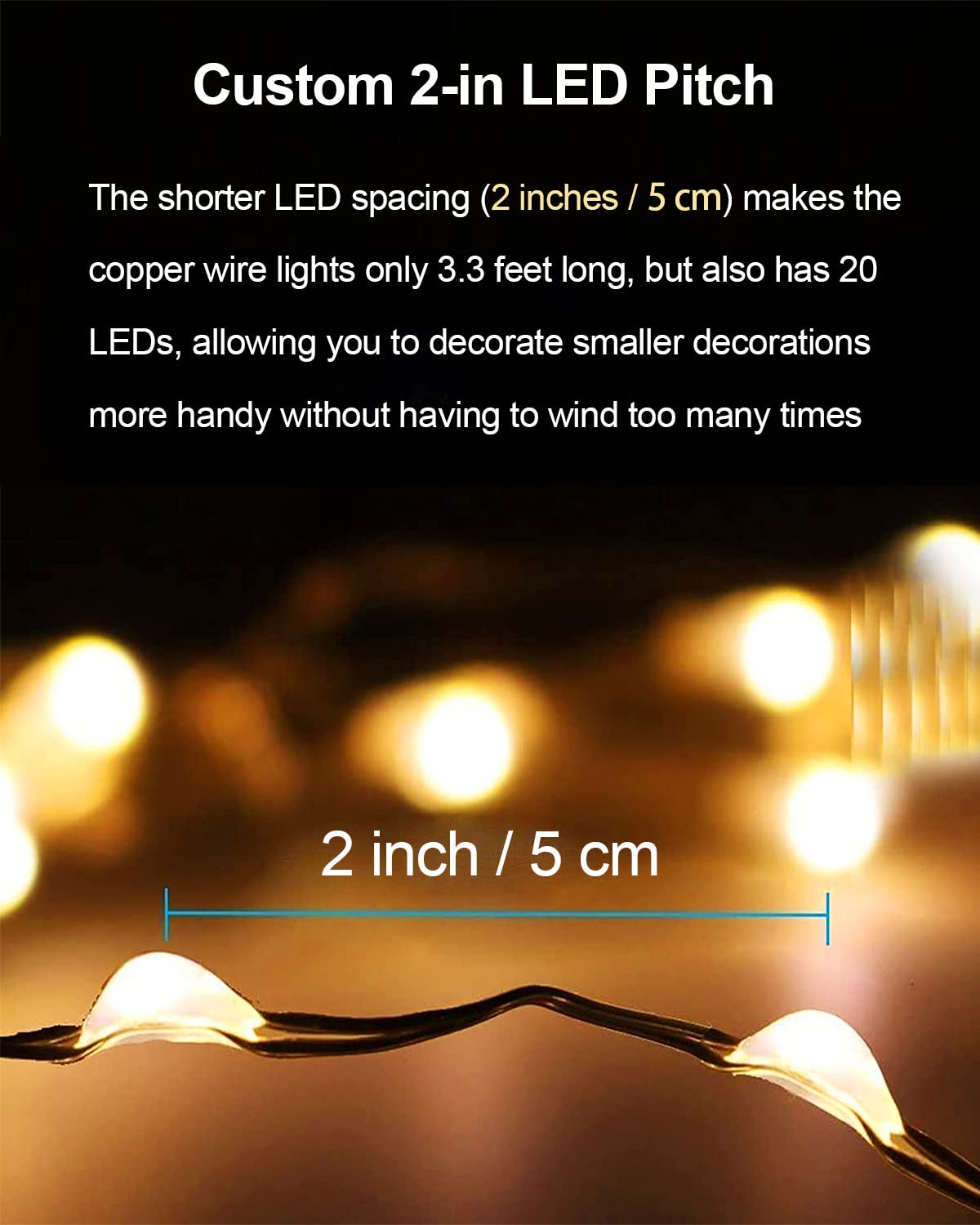 20 Pack Fairy Lights Battery Operated 3.3ft 20 LED Mini String Lights Waterproof Copper Wire for Wedding Party Mason Jars Christmas Decorations, Warm White