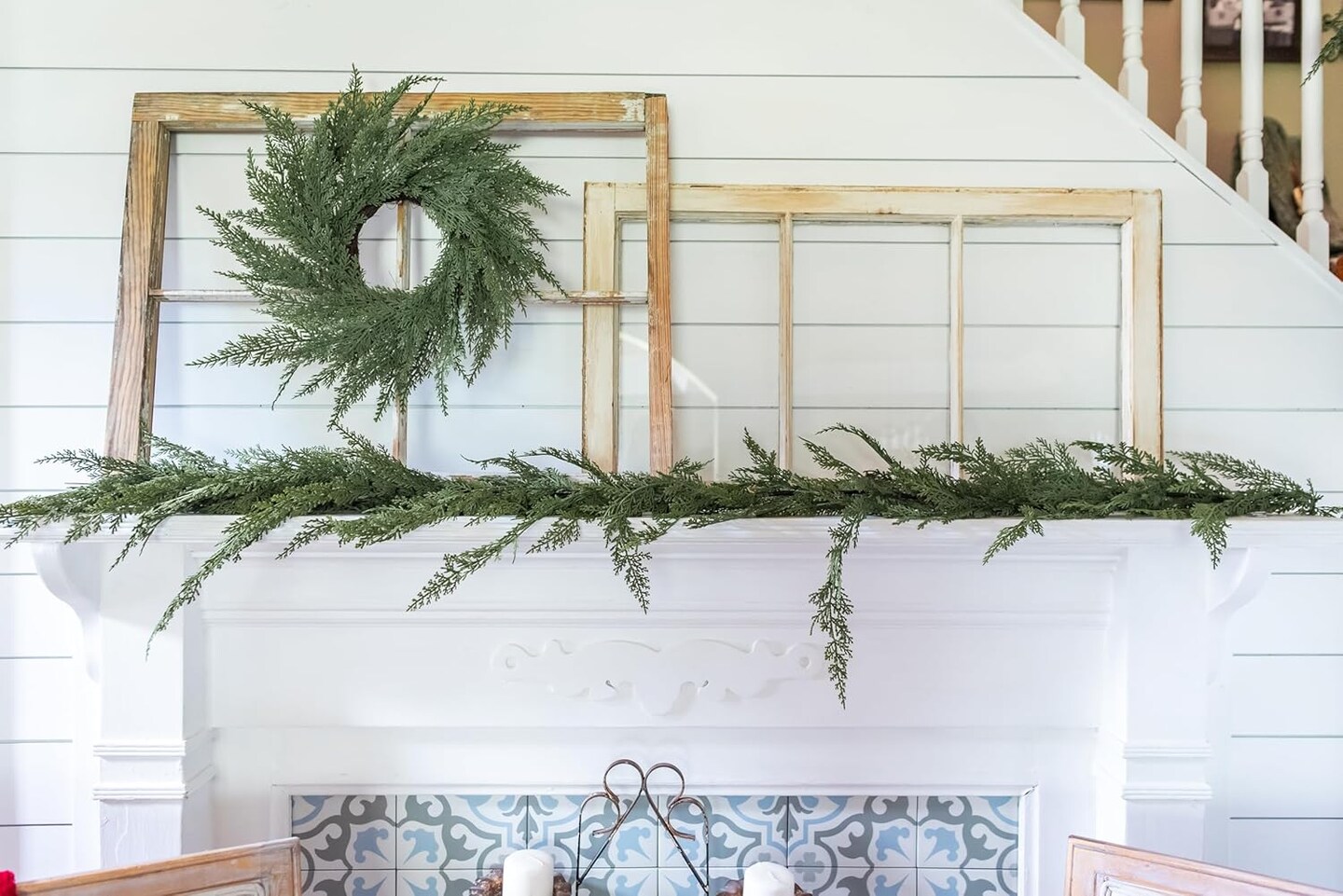 72&#x22; Faux Cedar Christmas Garland - Realistic, 6ft Cedar for Mantle &#x26; Stairs