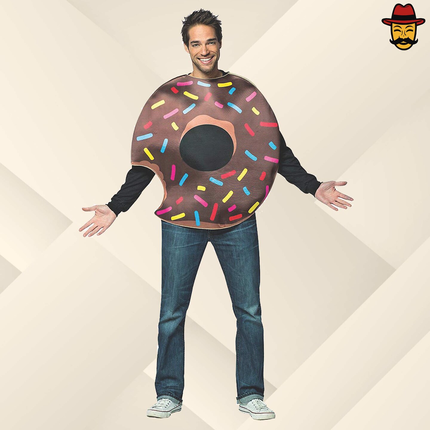 Adult Doughnut with Bite Costume Funny Pastry Tunic Sprinkles Halloween Party Outfit