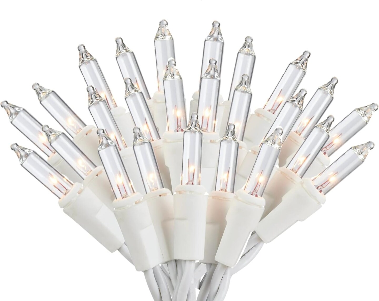 Holiday Pride 100-Count Clear White Christmas String Lights – 24 Ft Indoor/Outdoor Plug-In Lights on White Wire, Static & Flashing Modes, UL Listed, Connectable, Replacement Bulbs Included (White)