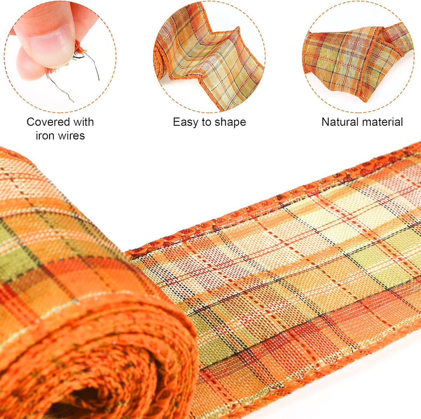 4 Rolls Fall Plaid Burlap Ribbon Thanksgiving Ribbon