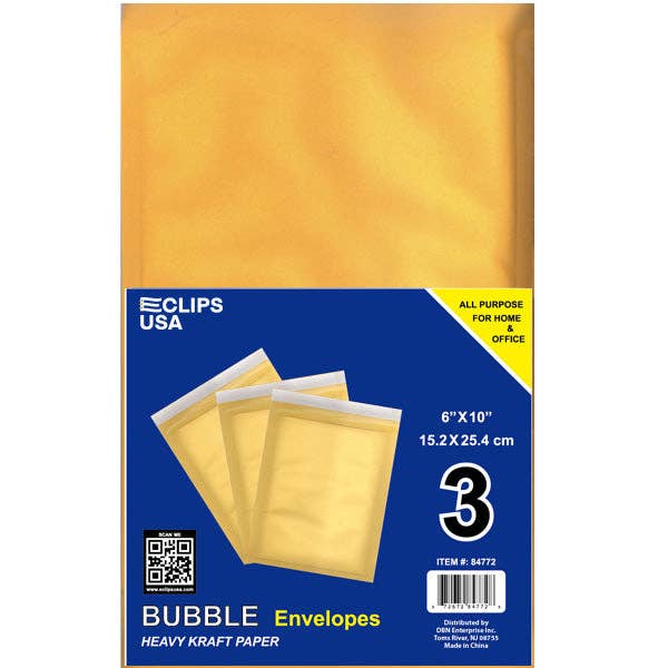 Kraft Padded Bubble Mailers 6x10 in, 3 Pack &#x2013; 48 Units