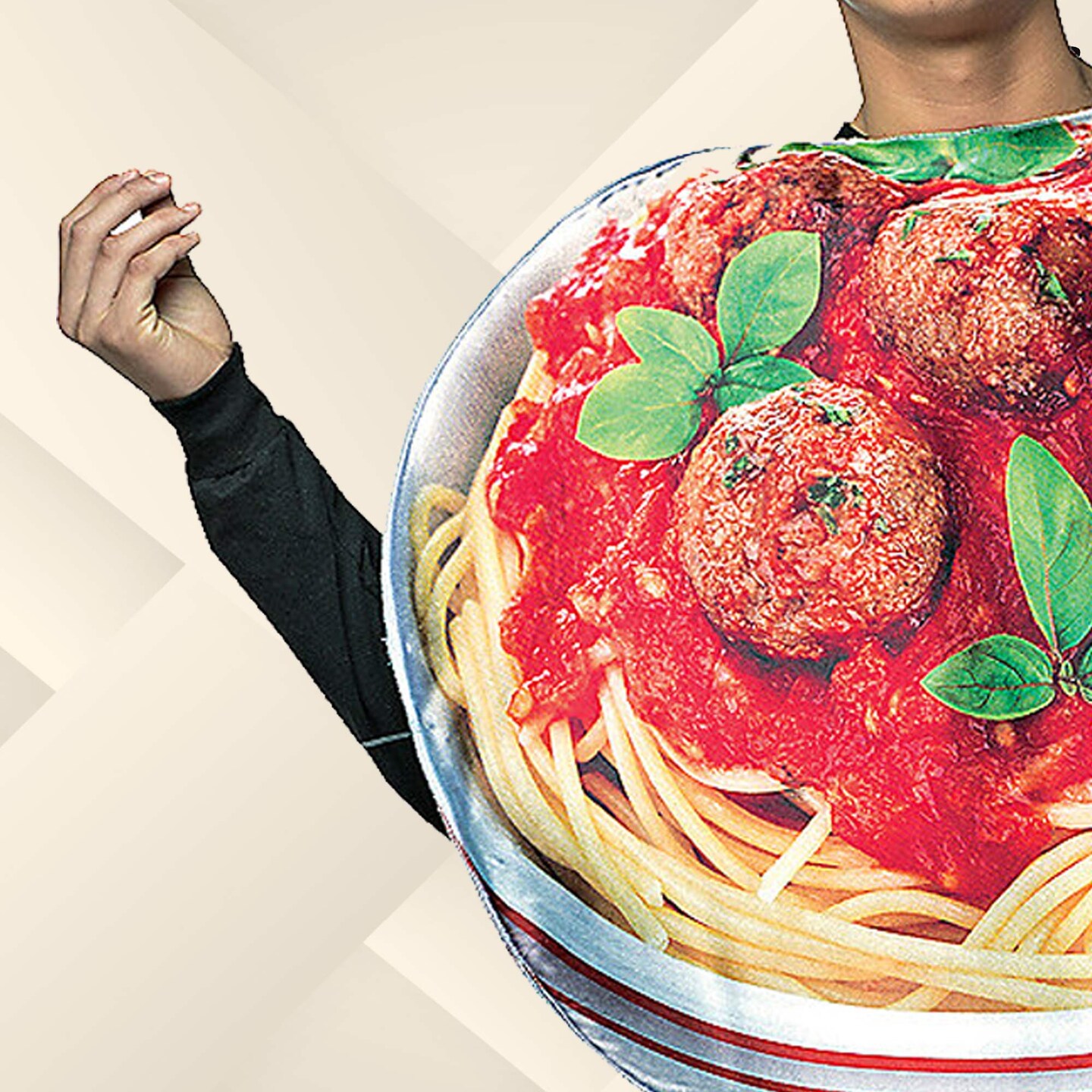 Spaghetti and Meatballs Adult Costume Halloween Food Tunic Chef Hat Funny Group Party Outfit