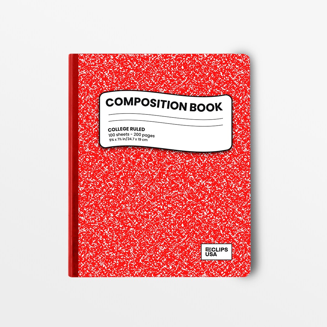 Red Marble Composition Notebook, Wide-Ruled &#x2013; 48 Ct