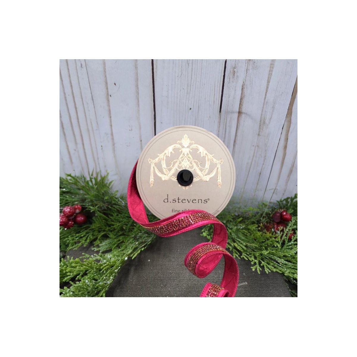 1&#x22; Metallic Dupion Duchess Jewel Ribbon: Hot Pink (5 Yards)