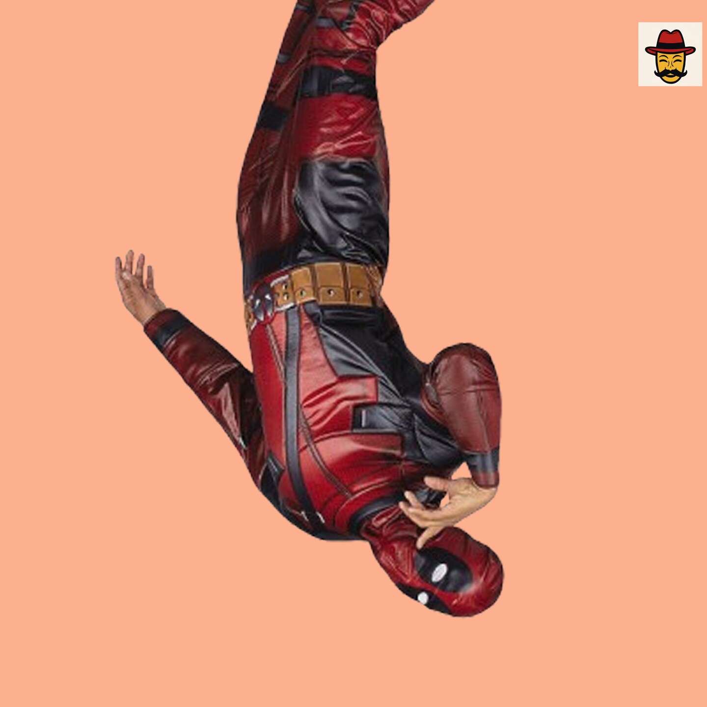 Marvel Deadpool Red Costume Padded Polyester Jumpsuit with Full Face Mask for Cosplay or Halloween