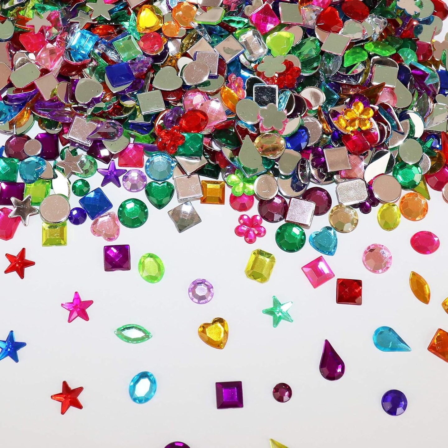 1200 Pcs Acrylic Flatback Rhinestones - 12 Different Shapes (6-13mm)