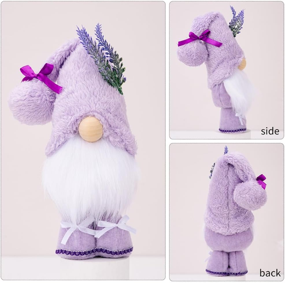 Fall Gnome Plush Purple – Lavender Autumn Home Decorations, Tiered Tray Decor, Tomte Elf Doll, Christmas & Holiday Party Gifts