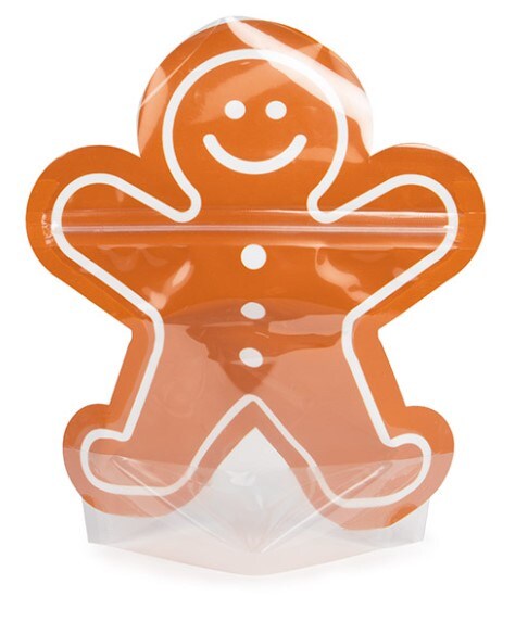 Gingerbread Man Shaped Pouches 6 9/16" x 3" x 8 1/8" 25 pack SP7GZ