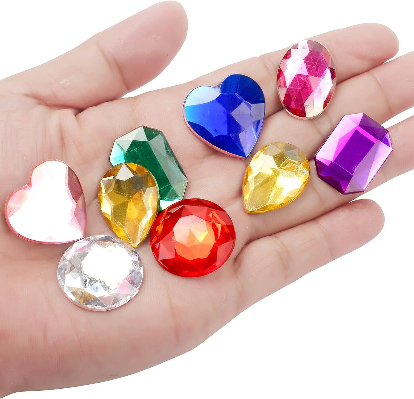 1" Assorted Flat Back Heart Shaped Rhinestones - Multicolored (120PCS)