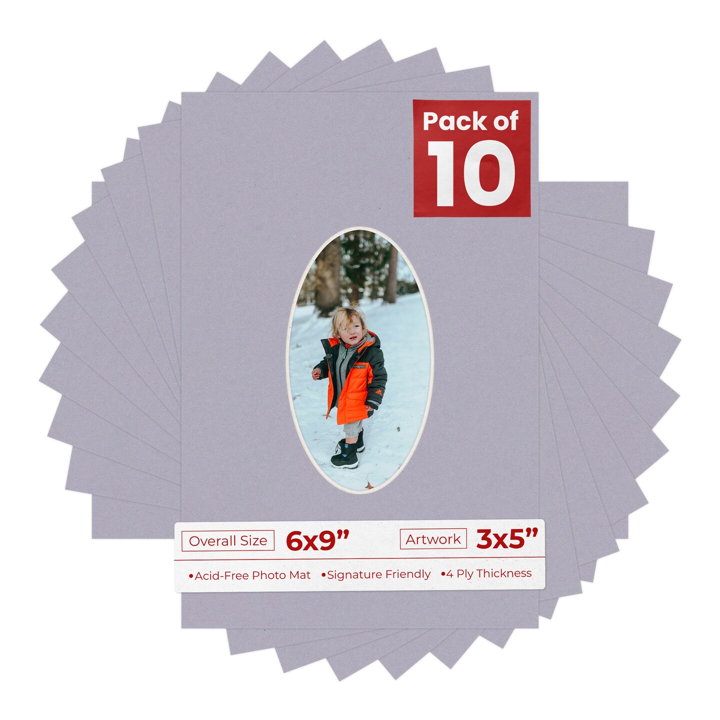 Blue Stone Mat Board for 6x9 Frames - Oval Opening for 3x5 Photos