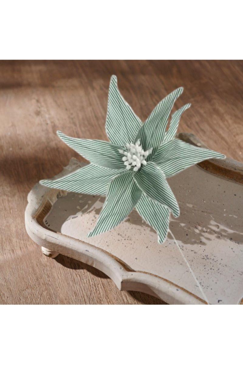 20&#x22; Canvas Striped Poinsettia: Dark Green