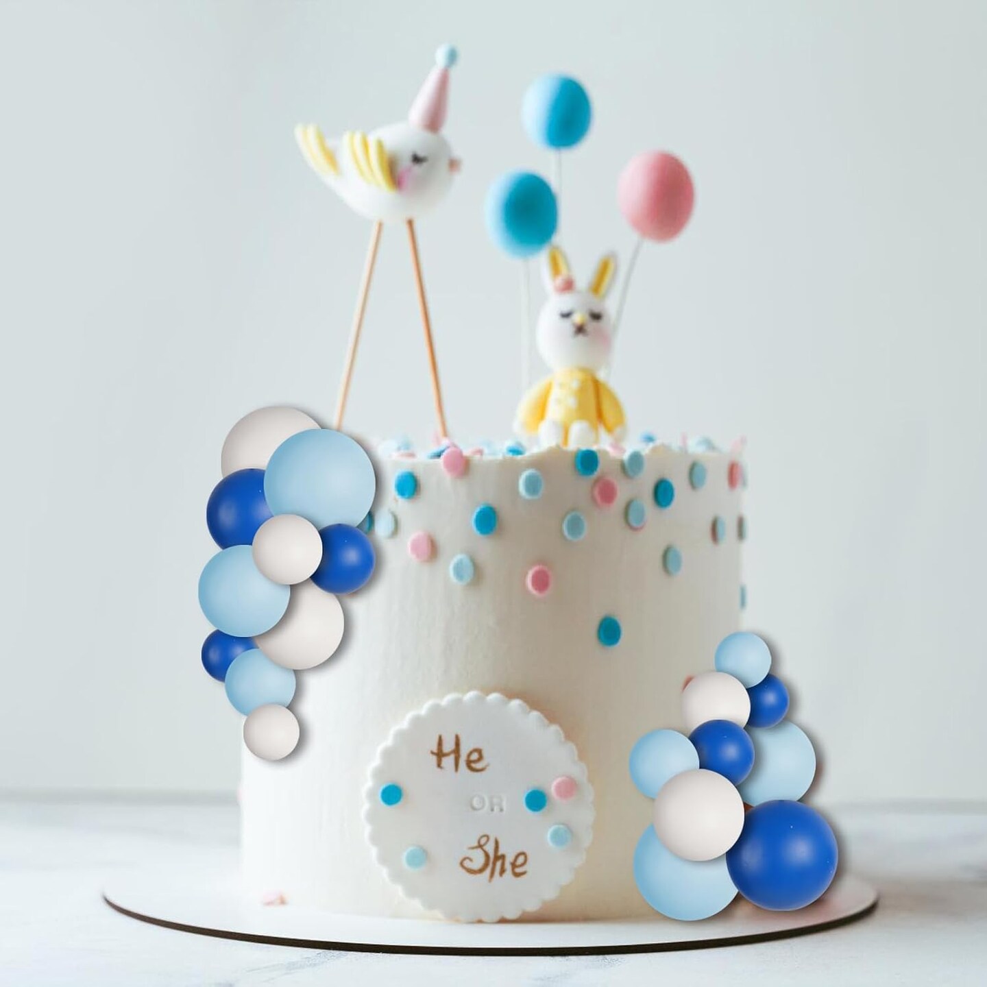 30 PCS Balls Cake Topper DIY Cake Insert Toppers Ball Cake Picks Cupcake Topper for Birthday Party Baby Shower Wedding Cake Decoration(Blue White Dark Blue)