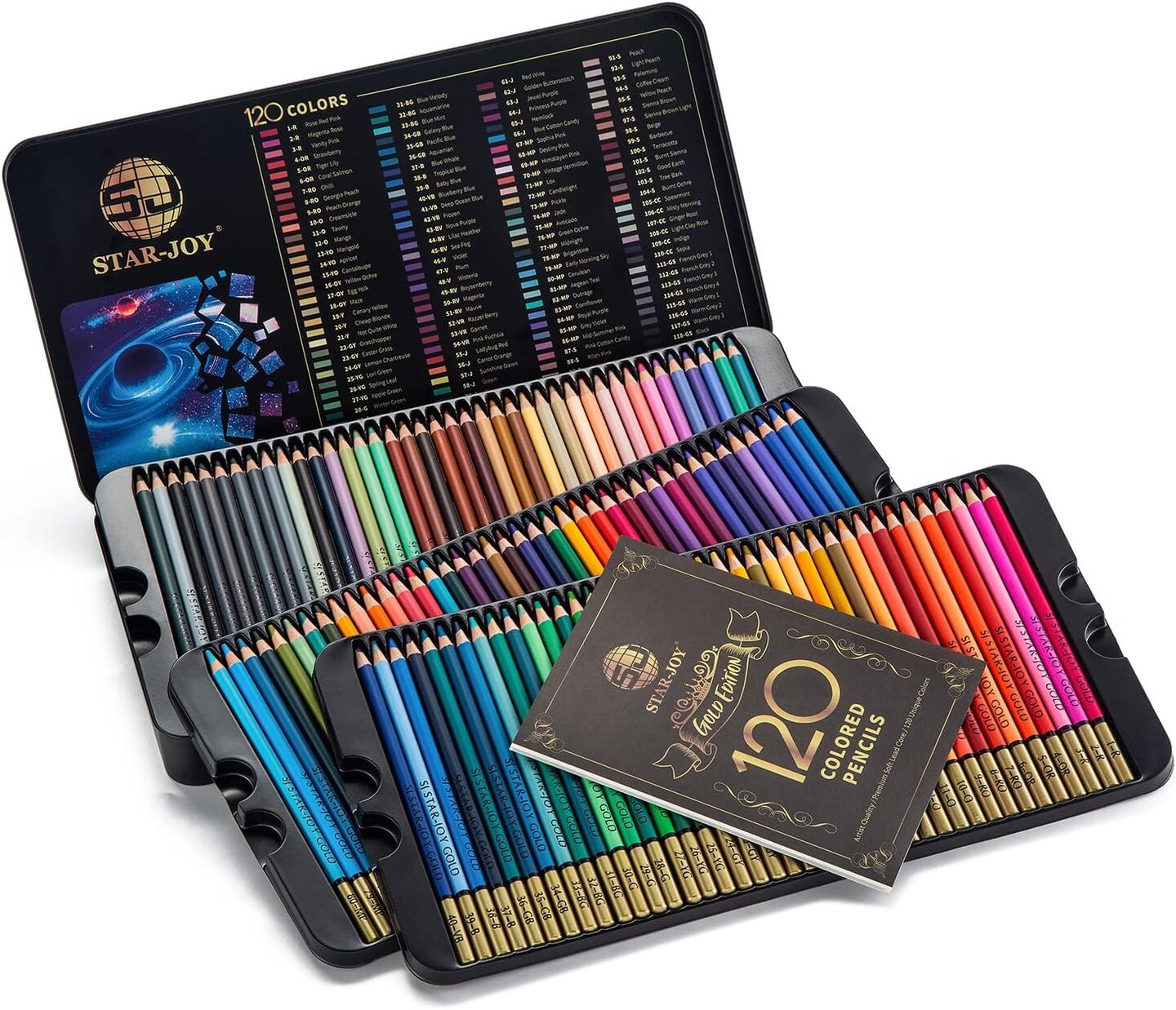 Gold Edition 120 Colored Pencils for Adult Coloring, Premier Color Pencils for Layering Shading Blending, Holiday Gifts for Artist Drawing, Oil Based Colored Pencils