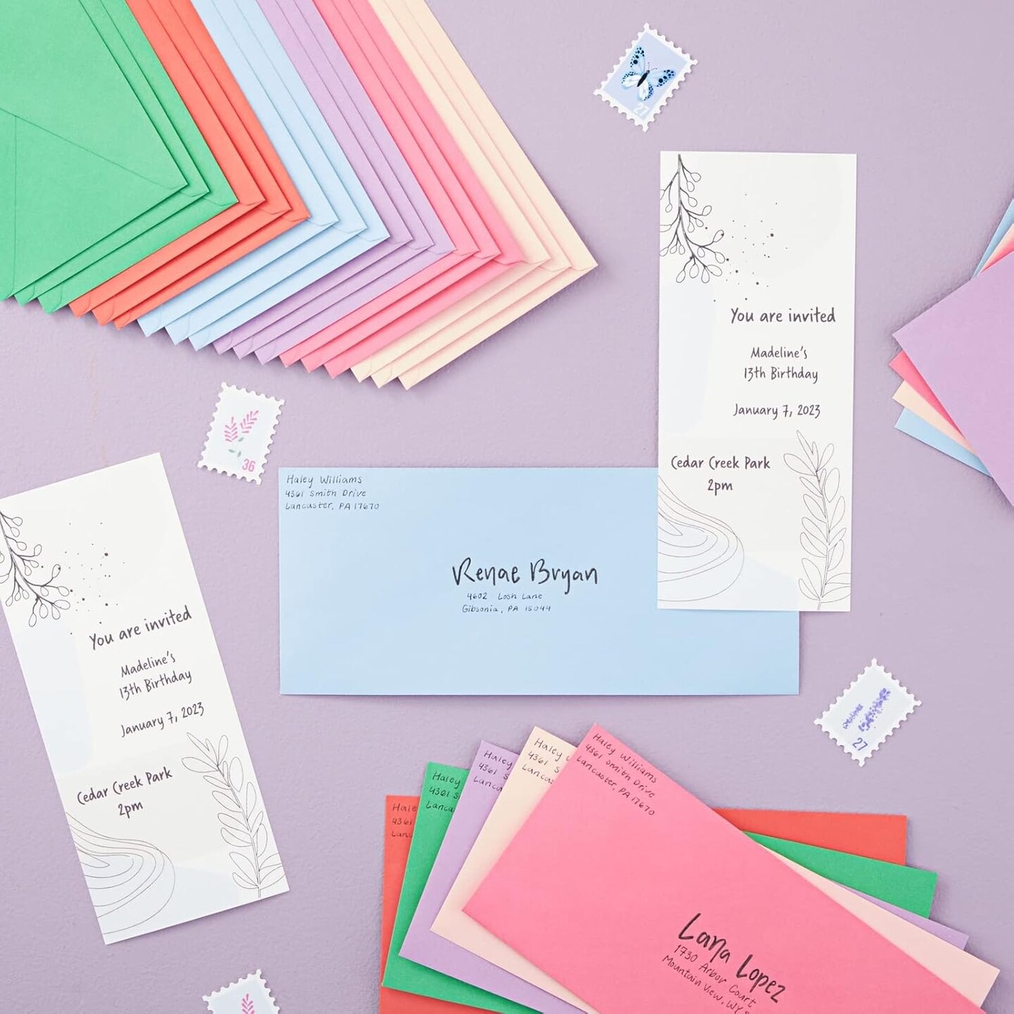 96-Pack #10 Colored Business Envelopes for Checks, Invoices, Mailing Letters, Invitations, Announcements, Office Supplies, Gummed Seal, 6 Pastel Colors (4-1/8 x 9-1/2 Inch)