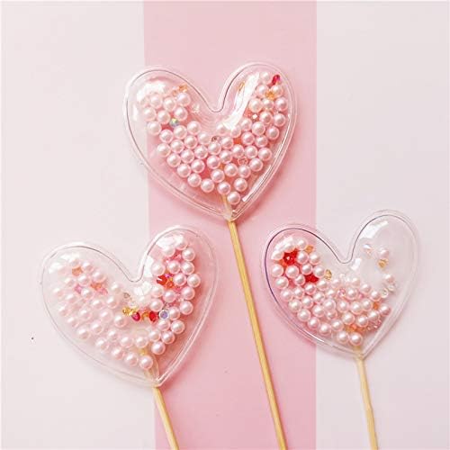 Rose Gold Happy Birthday Cake Topper Set 5PCS Heart Pink Pearls Cupcake Toppers for Girls Women Princess Party Decorations Supplies