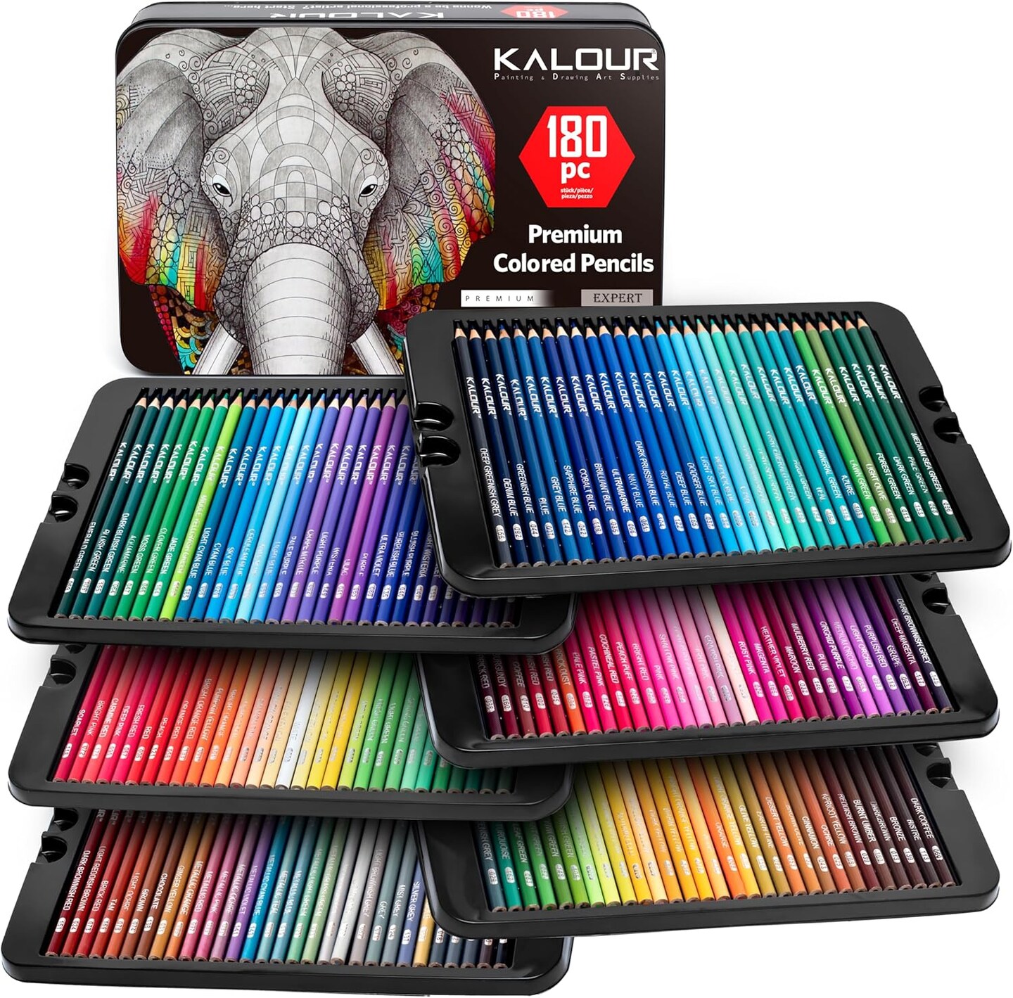 180 Colored Pencil Set for Adults Artists - Rich Pigment Soft Core -12 Metallic Pencil - Ideal for Coloring Drawing Sketching Shading Blending - Vibrant Color