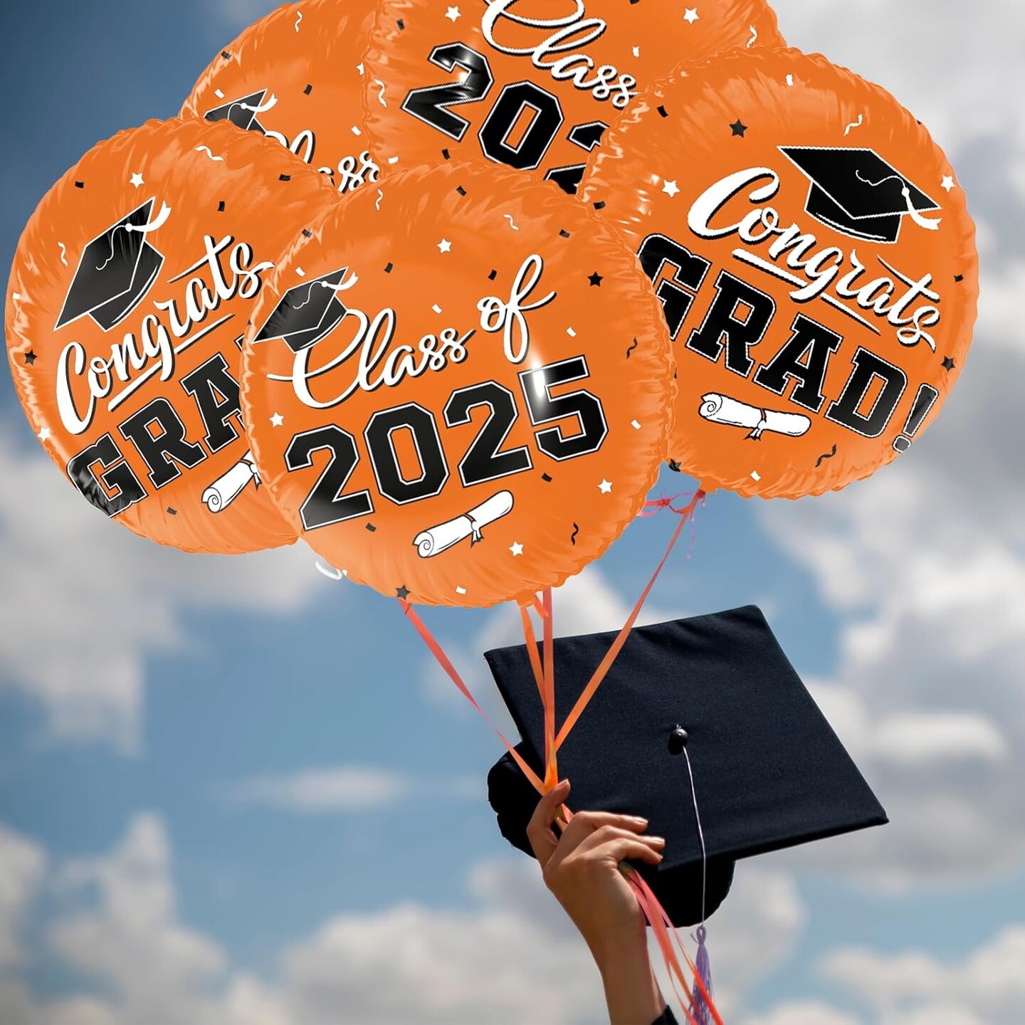Class of 2025 Graduation Party Supplies & Decorations - 12pcs 18" Congrats Grad Orange Balloons Set for Memorable Grad Celebrations