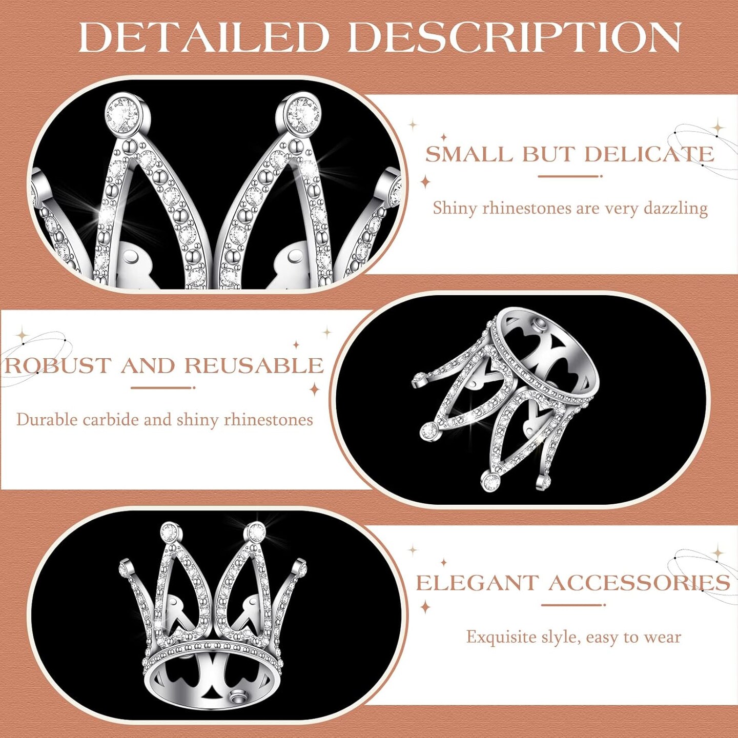 12PCS Mini Silver Crown Cake Toppers – Princess & Baby Shower Decorations, 1.26"x1.26"