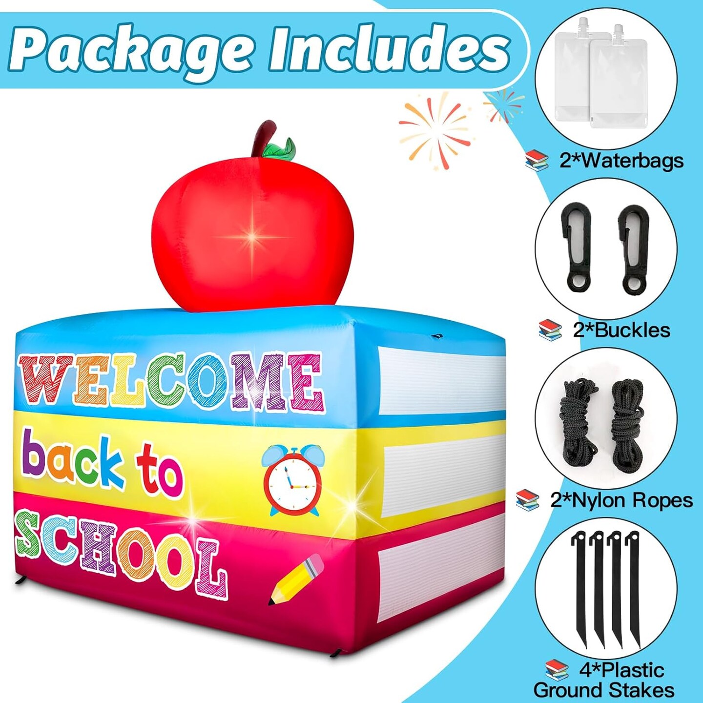 5FT Welcome Back to School Inflatable Book Giant Inflatable Book