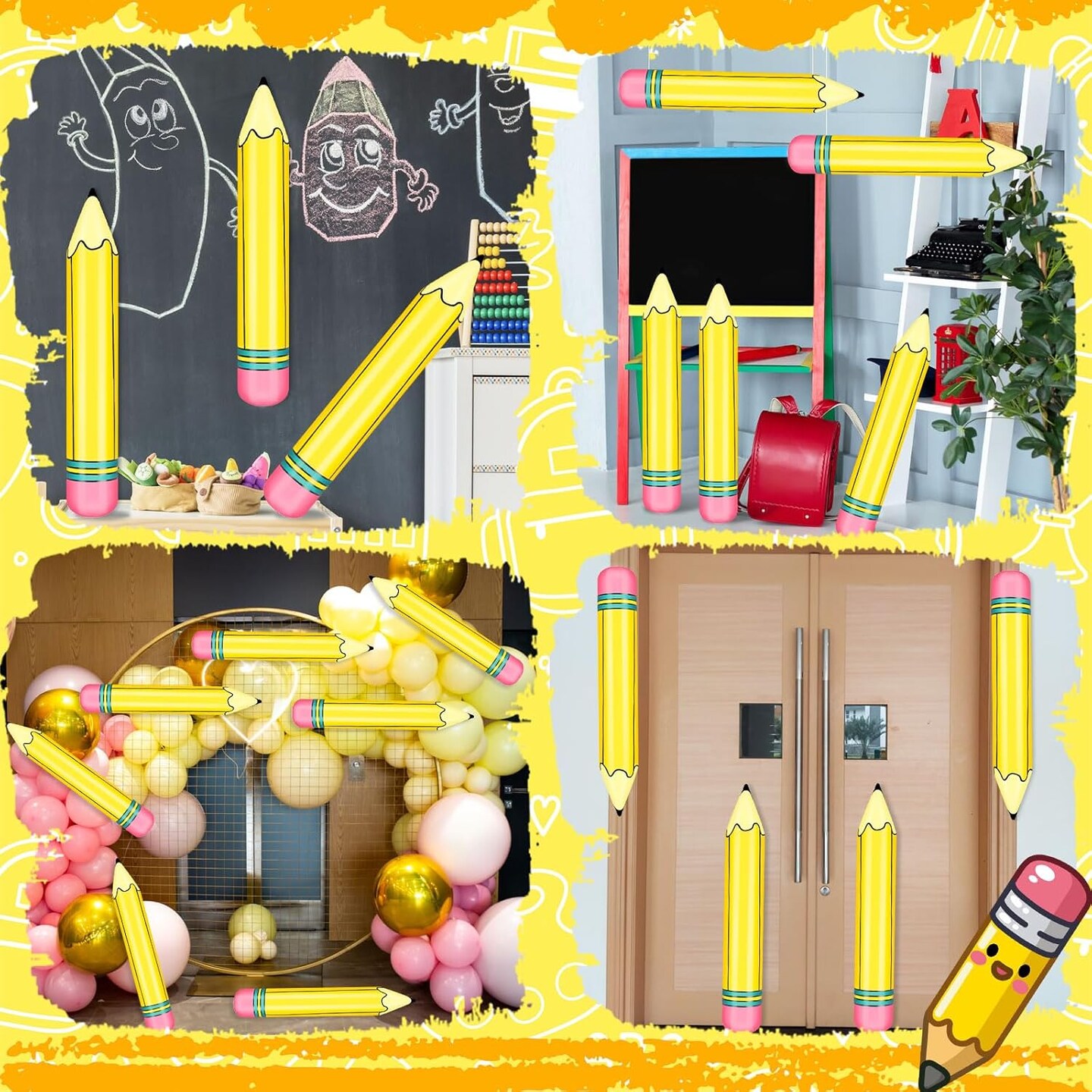 3 Pcs 27 Inch Giant Large Inflatable Pencil Back to School