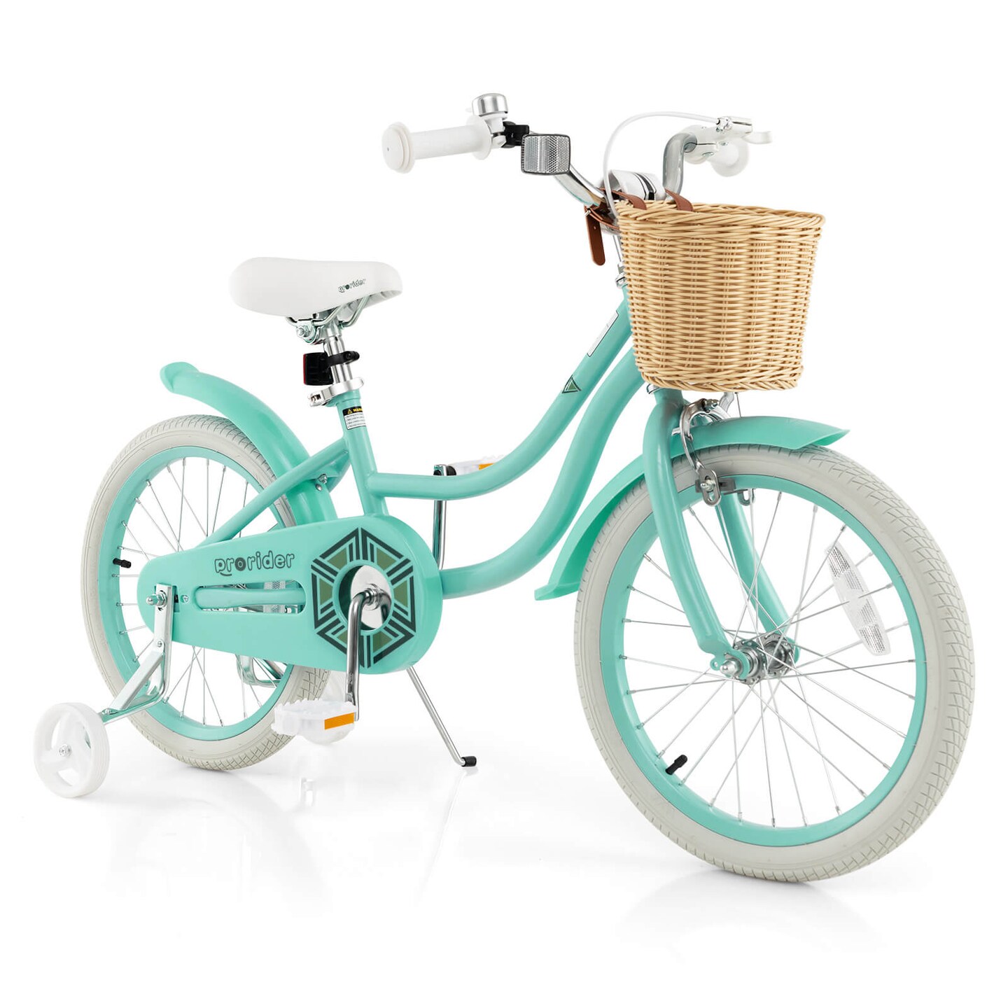 Costway 16" Kid’s Bike with Training Wheels Adjustable Handlebar Seat Handbrake Blue/Green/Pink