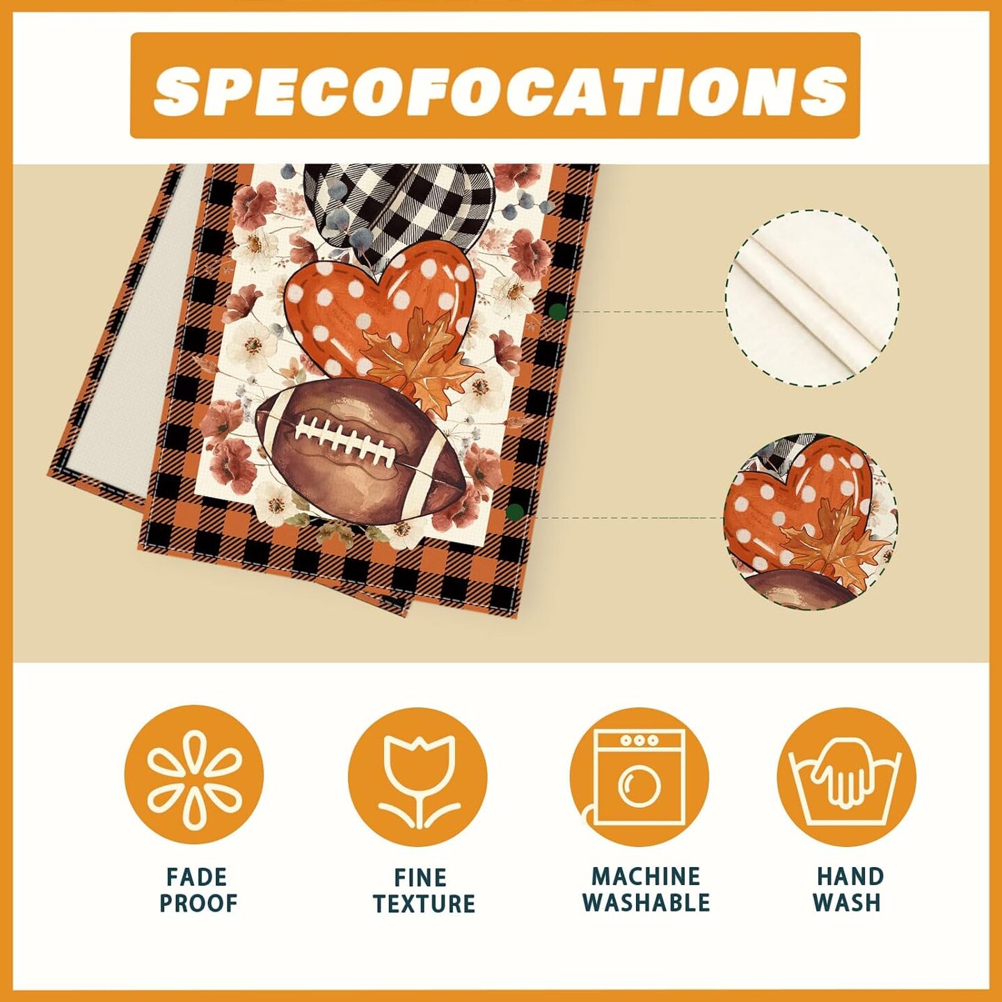 Fall Football Pumpkin - Table Runner
