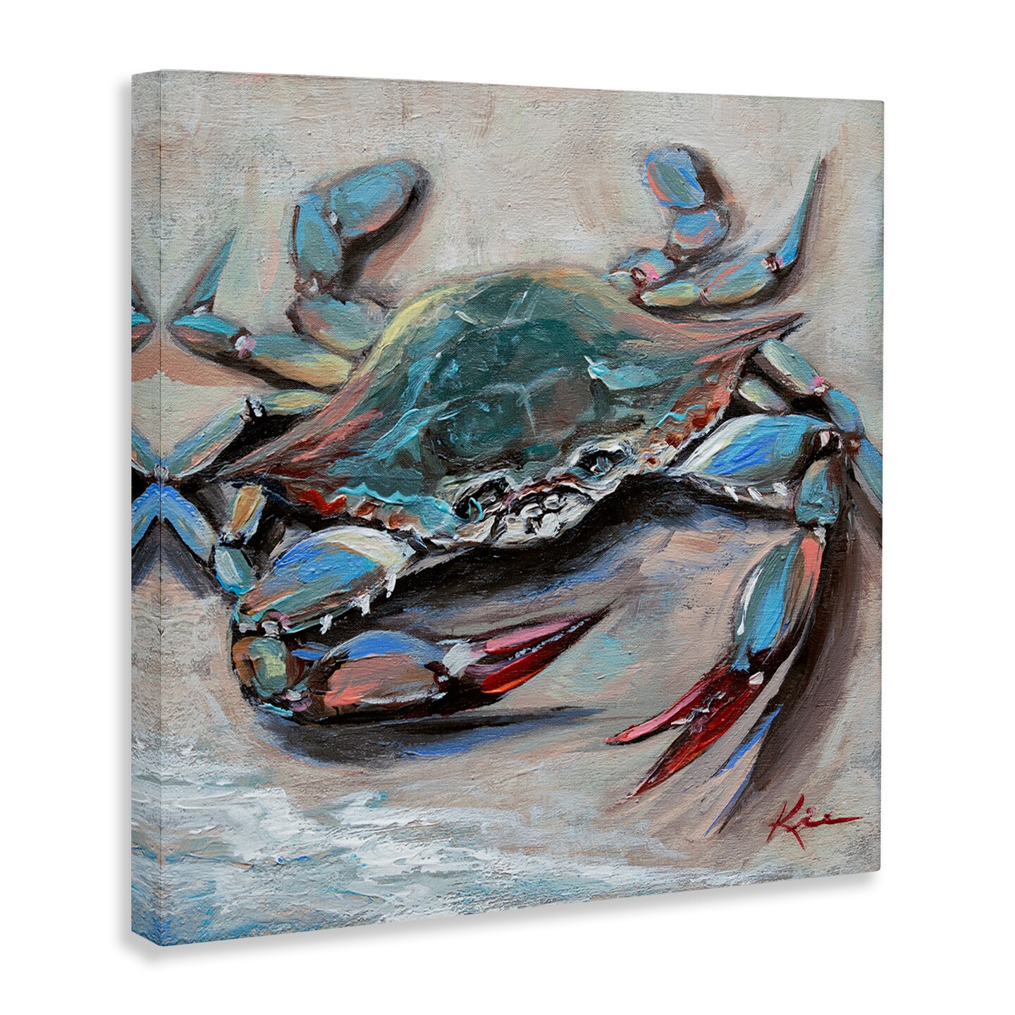 Stupell Industries Blue Crab with Red Claws Canvas Wall Art Design by Lindsay Kivi Fine Art