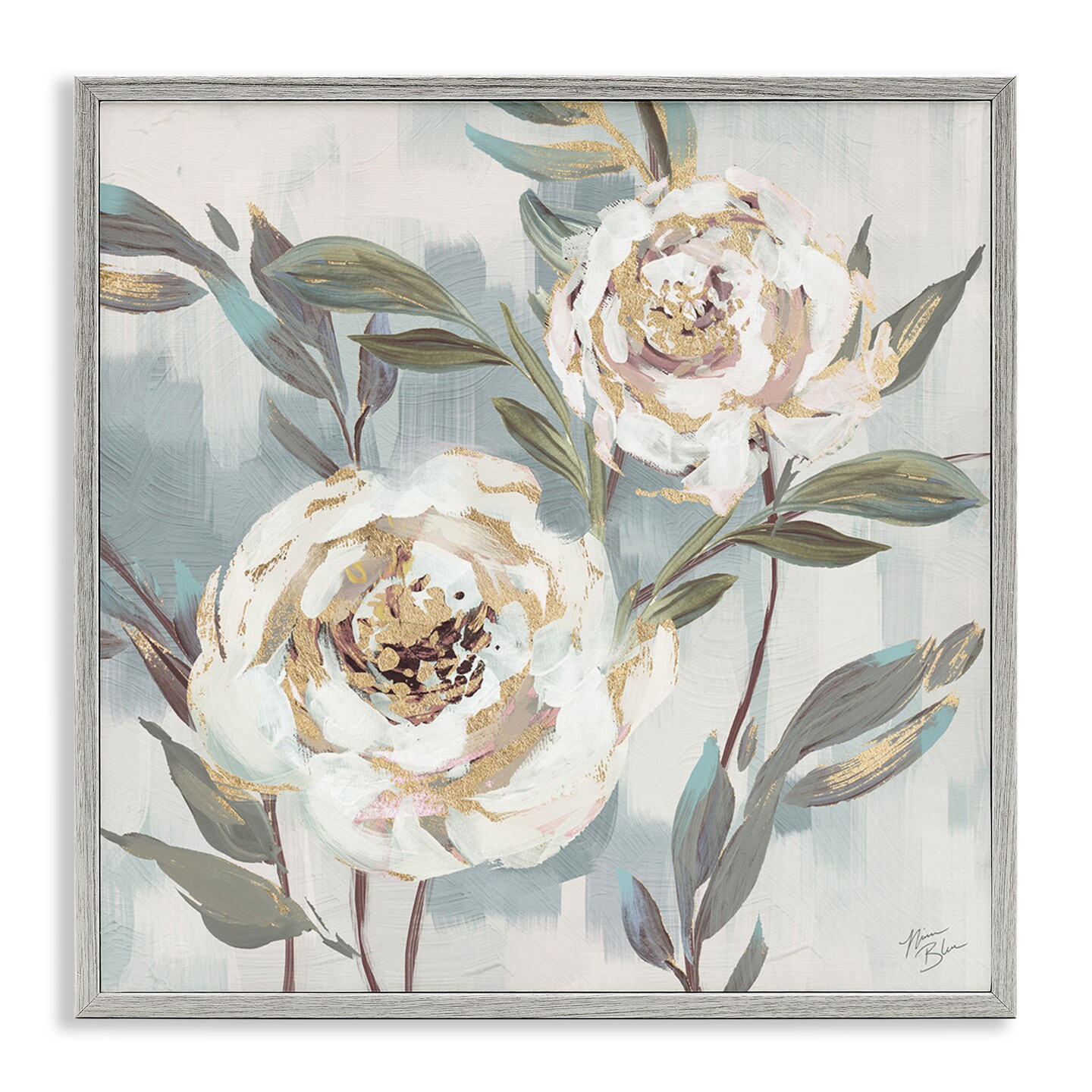 Stupell Industries Two Country Blossoms Framed Giclee Wall Art Design by Nina Blue