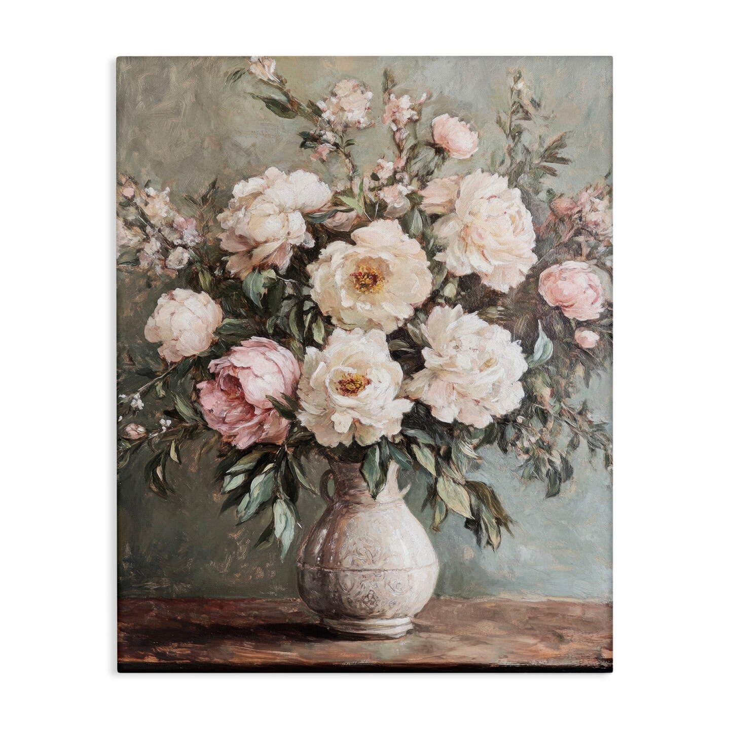 Stupell Industries Pink Peonies Ornate Vase Canvas Wall Art Design by Petal Prints Design