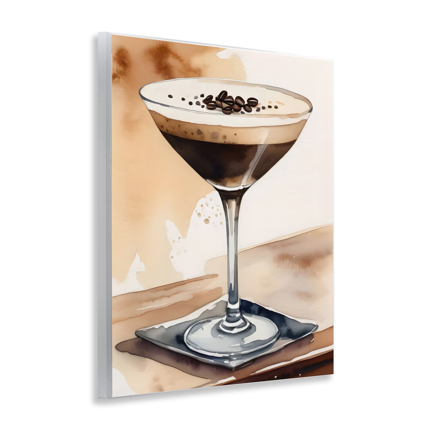 Stupell Industries Espresso Martini Watercolor Wall Plaque Art Design by LSR Design Studio