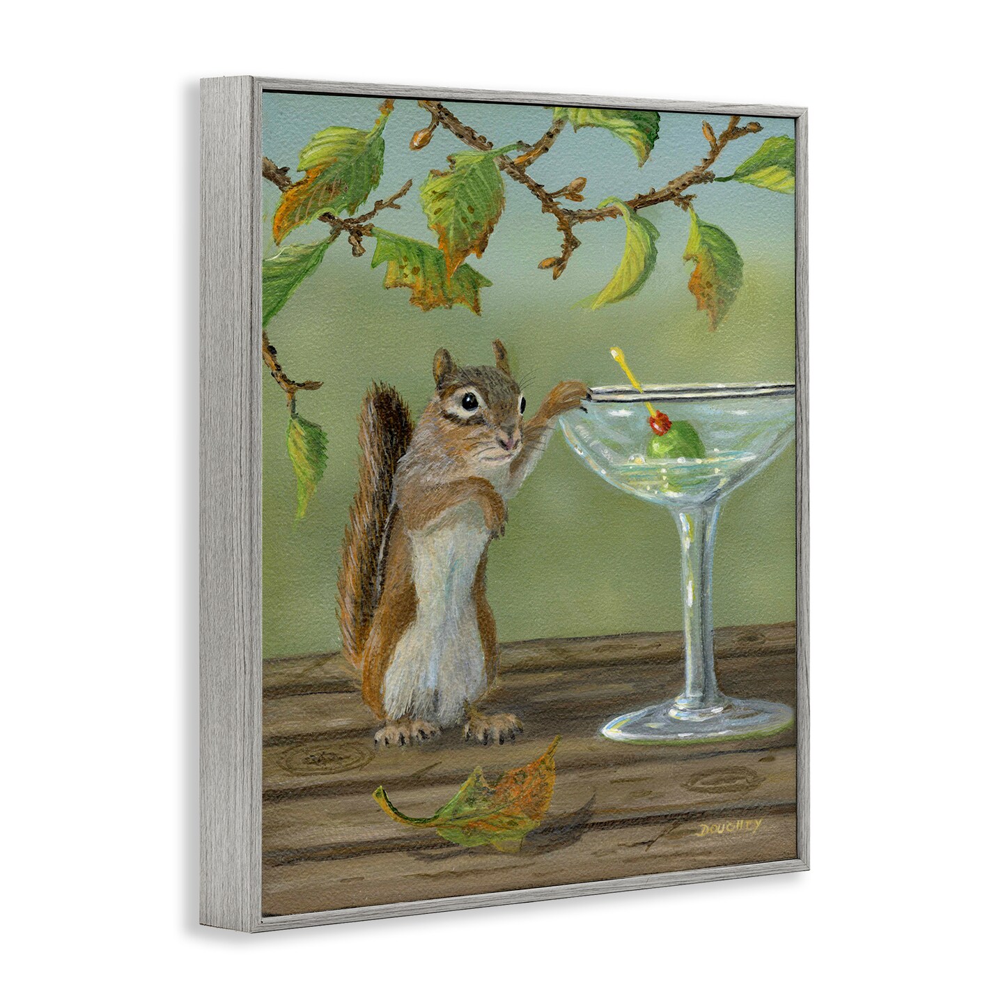 Stupell Industries Happy Hour Chipmunk Framed Giclee Wall Art Design by Terry Doughty