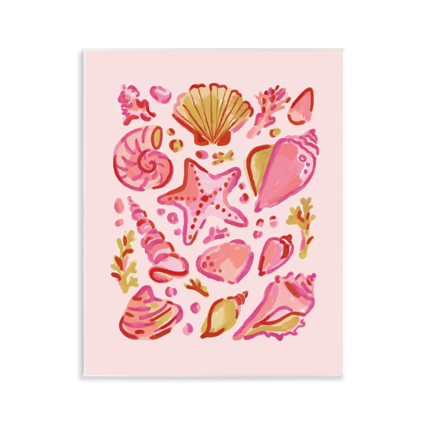Stupell Industries Pink Sea Life Collection Wall Plaque Art Design by Nina Muis Surface Design