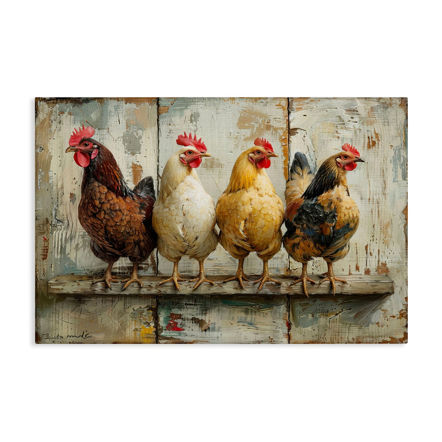 Stupell Industries Chickens In A Row Canvas Wall Art Design by LSR Design Studio