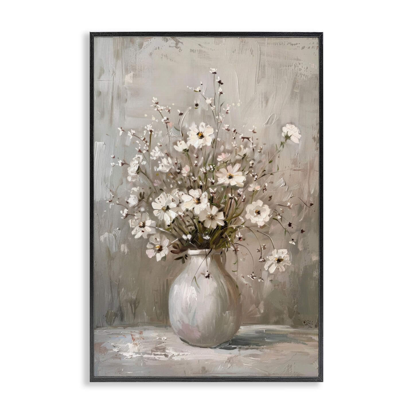 Stupell Industries Vintage Still Life Daisies Framed Giclee Wall Art Design by LSR Design Studio