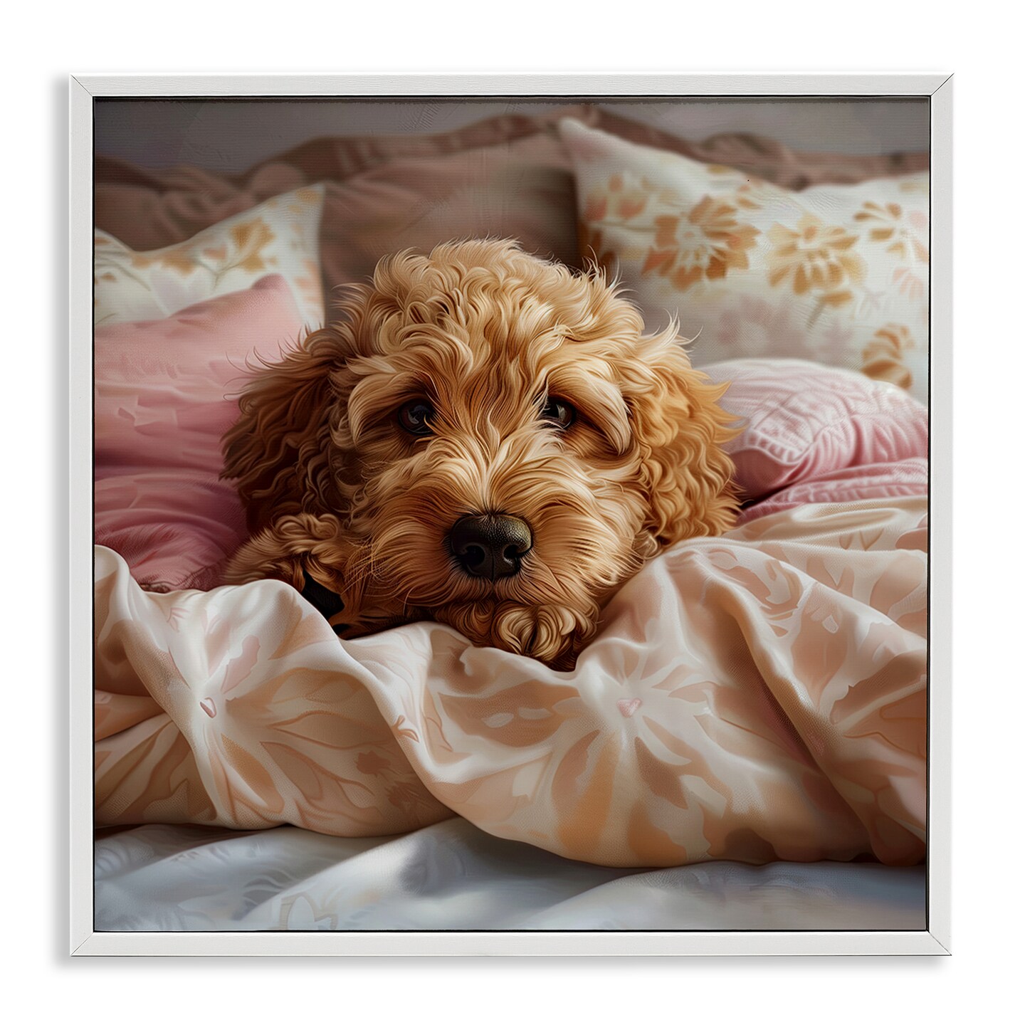 Stupell Industries Nap Time Cuddling Pup Framed Giclee Wall Art Design by Jim Baldwin