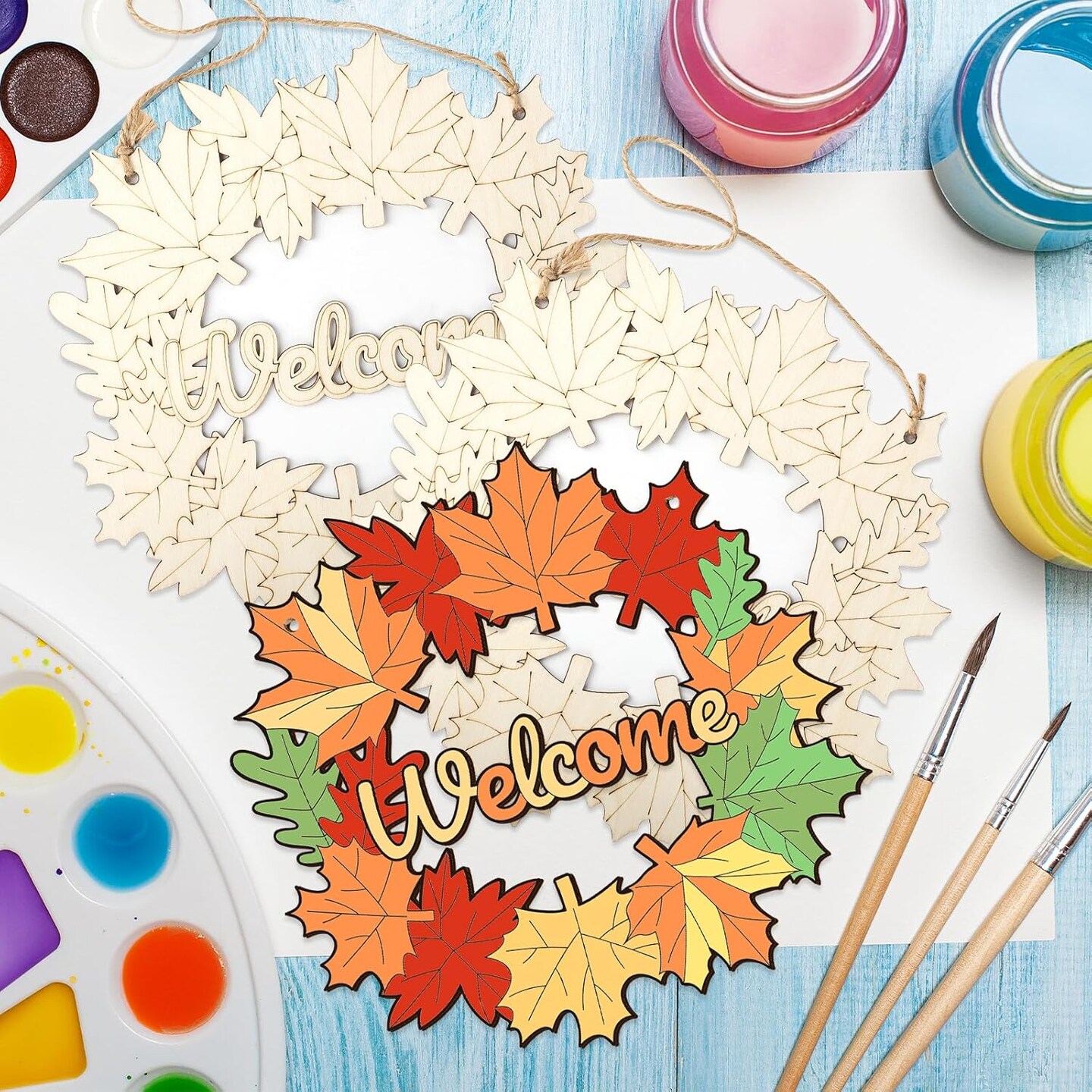 Unfinished Fall Wreaths Wood Crafts to Paint Set of 3