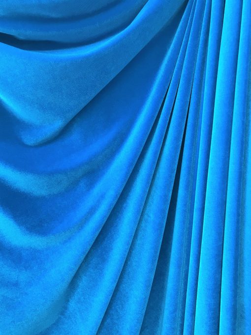 1 Yard Vibrant Turquoise Stretch Velour Fabric Silky Plush Feel with Graceful Weighted Drape 58/60 Inch Width