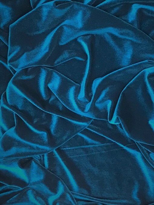 1 Yard Peacock Blue Stretch Velvet Fabric with Silky Texture and Flowing Drape for Sewing Projects 58/60 Inch Wide