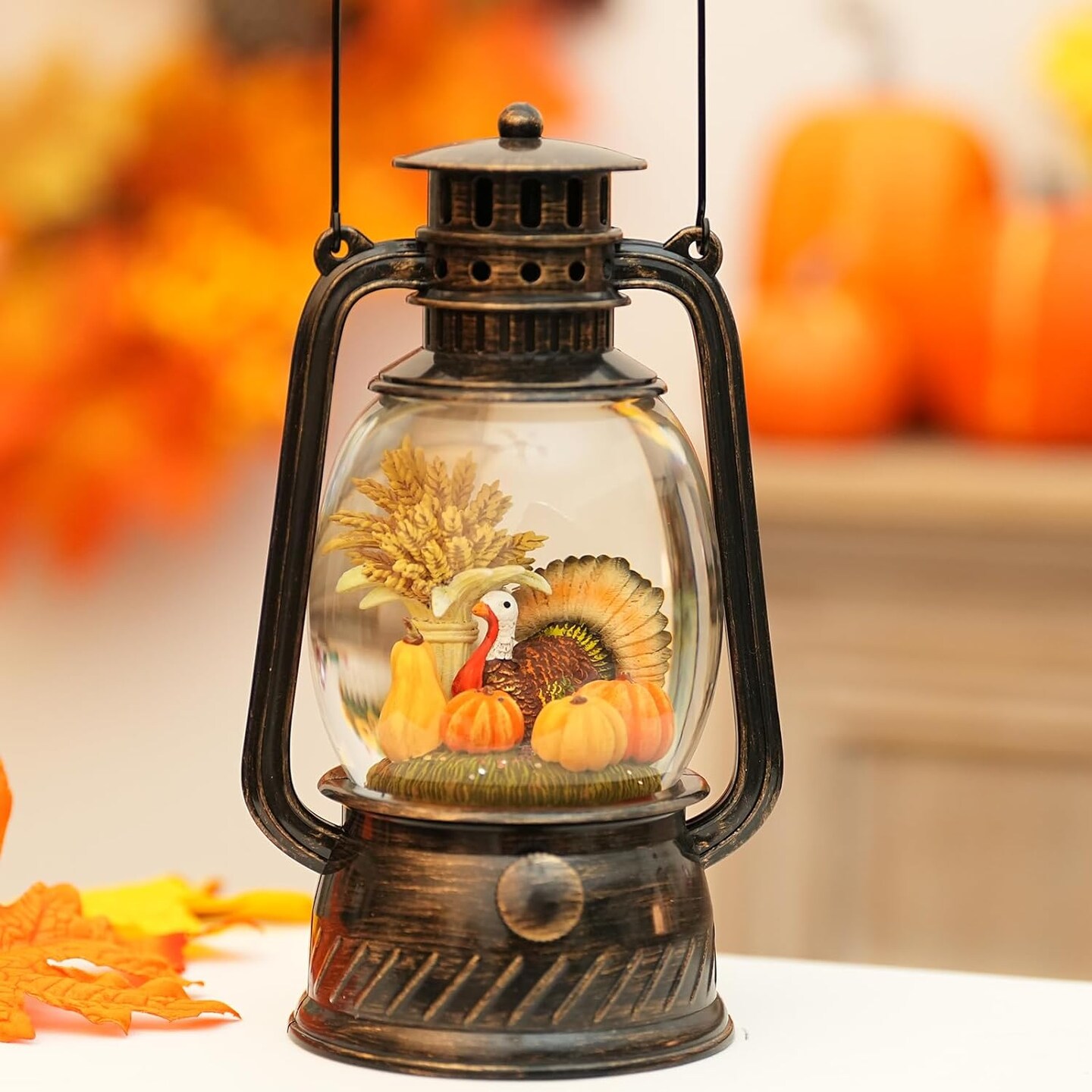 Thanksgiving Decoration Snow Globes Fall Gifts with Time Fall Snow