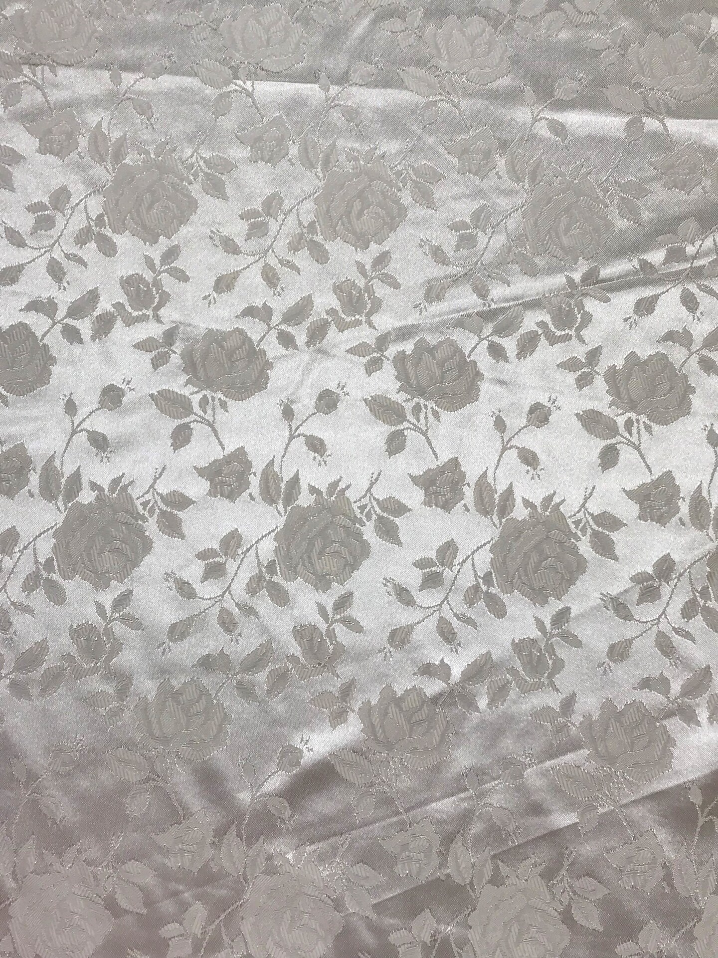 1 Yard Ivory jacquard satin reversible fabric for tablecloth overlays curtains 58/60" inches wide